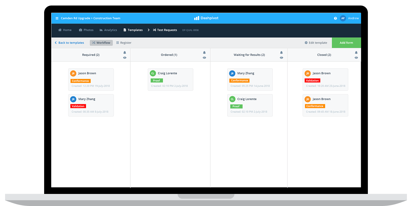 test-request-templates Test request workflow