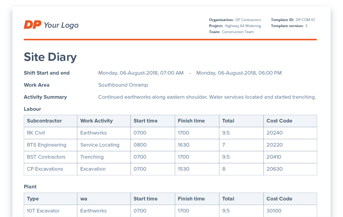 Dashpivot - Export PDF Site form PDF generator