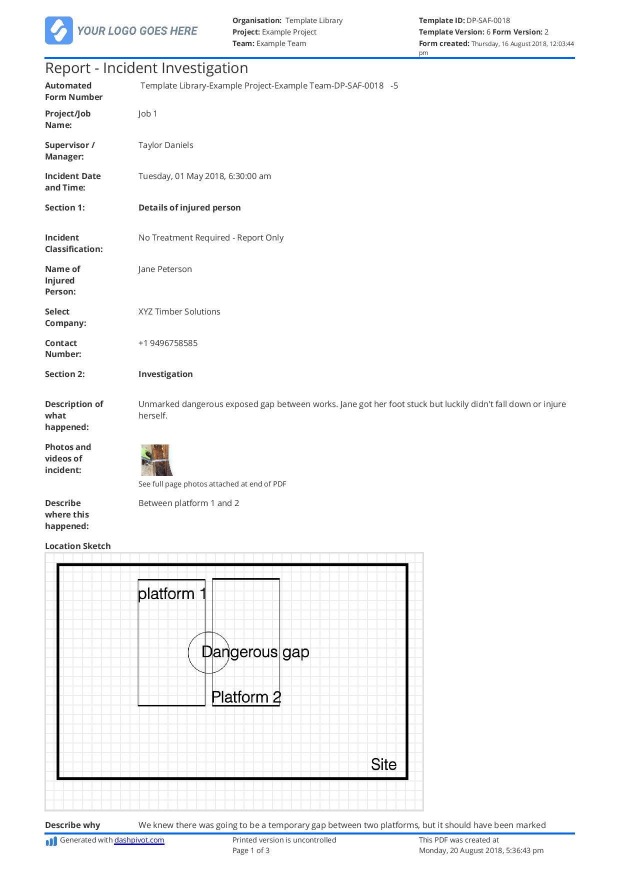 Incident report template