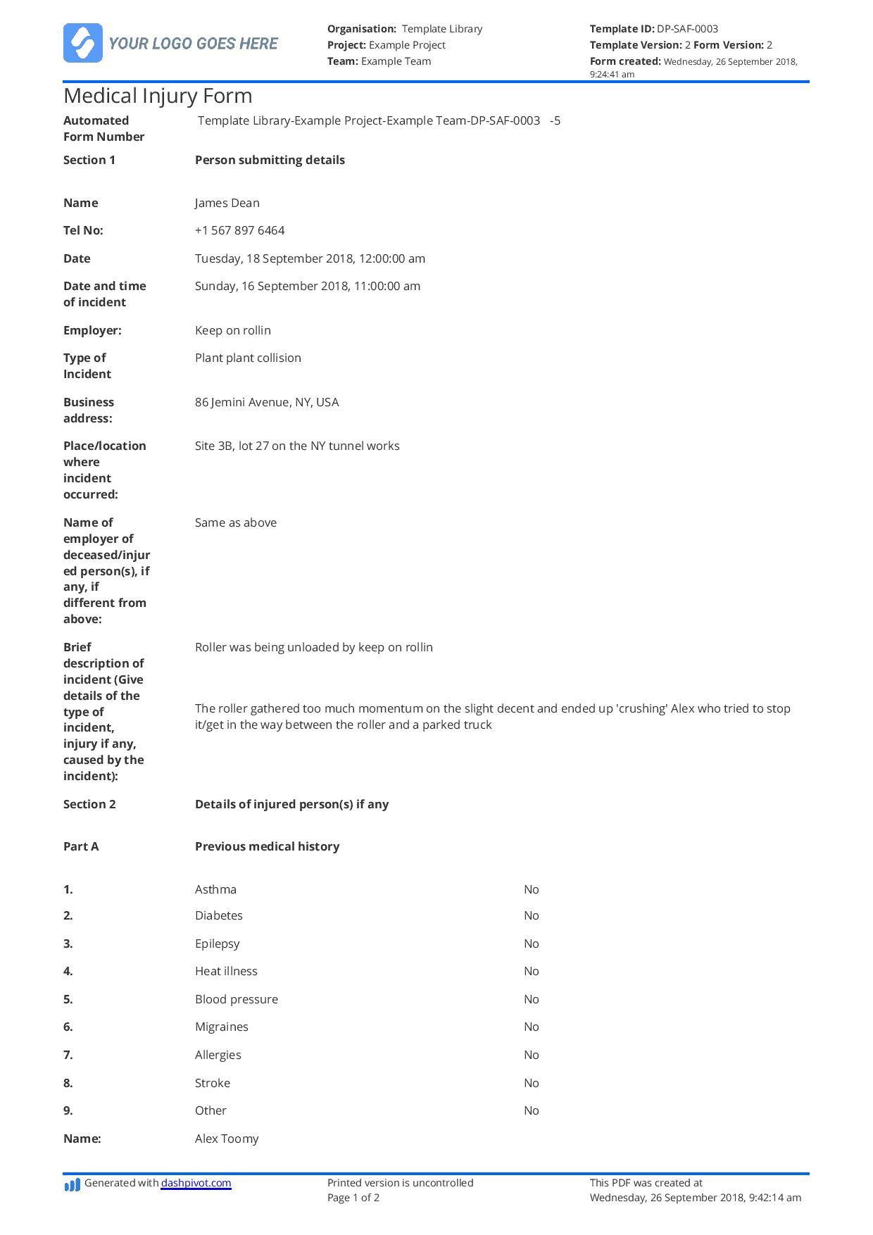 First Aid Register