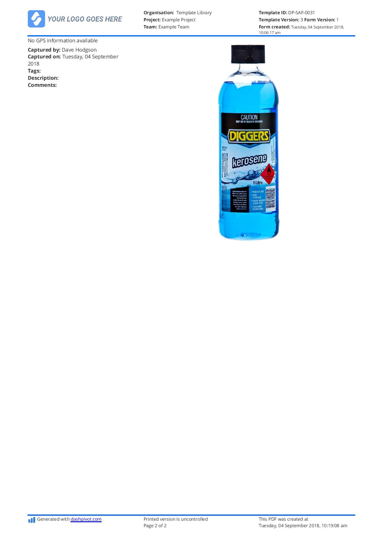 Example of hazardous chemical