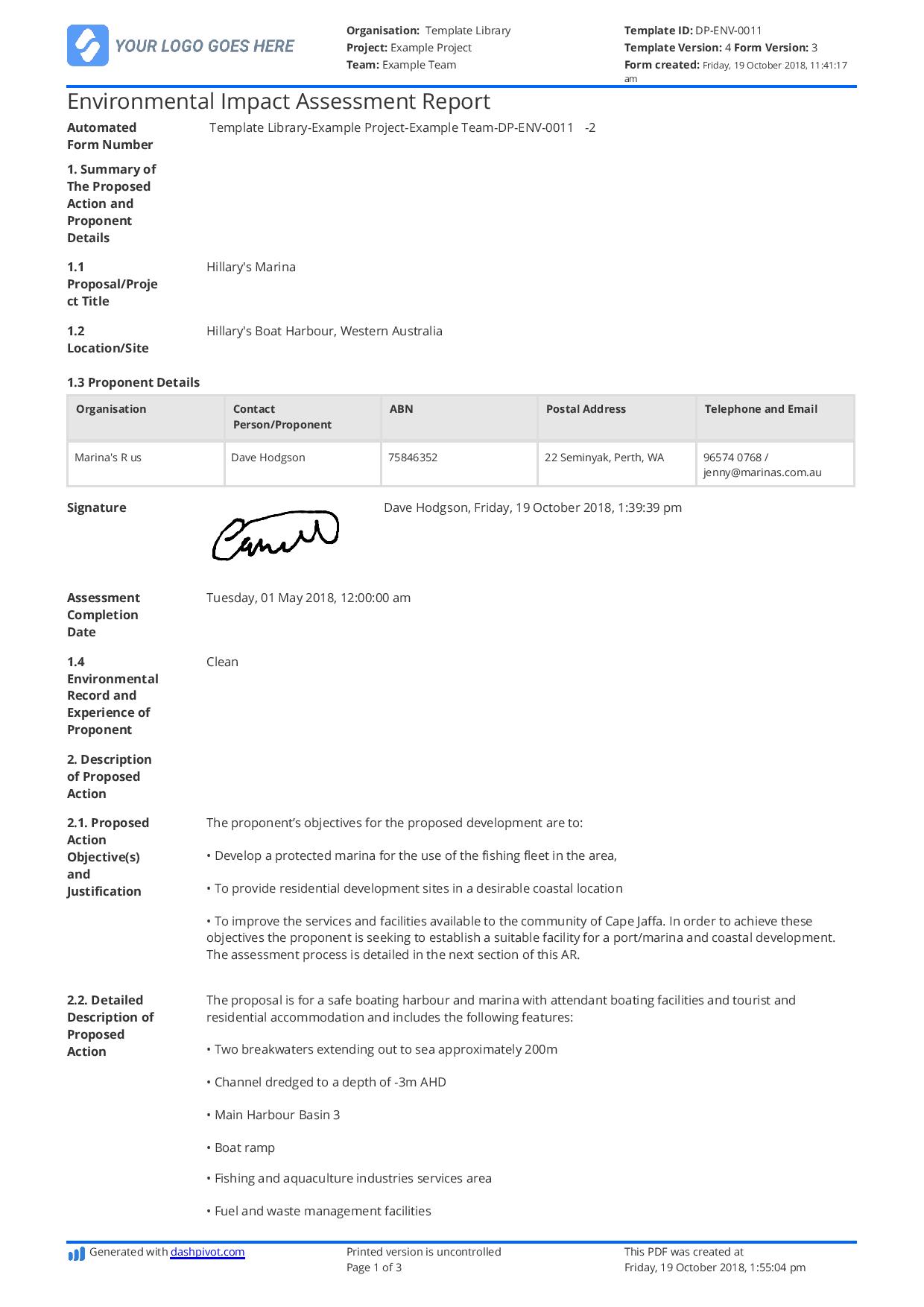 Environmental impact assessment report