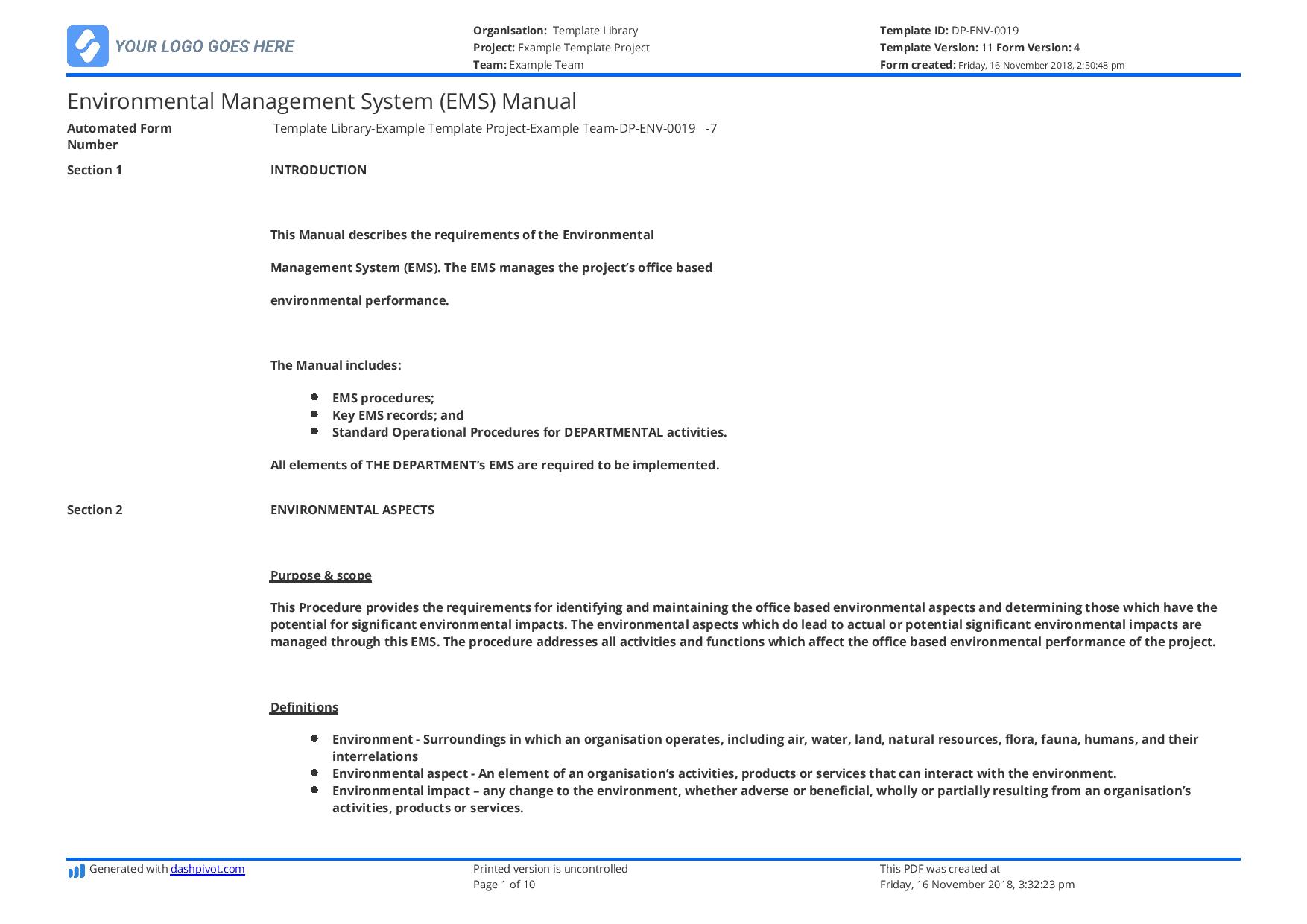 Environmental Management System (EMS) Manual