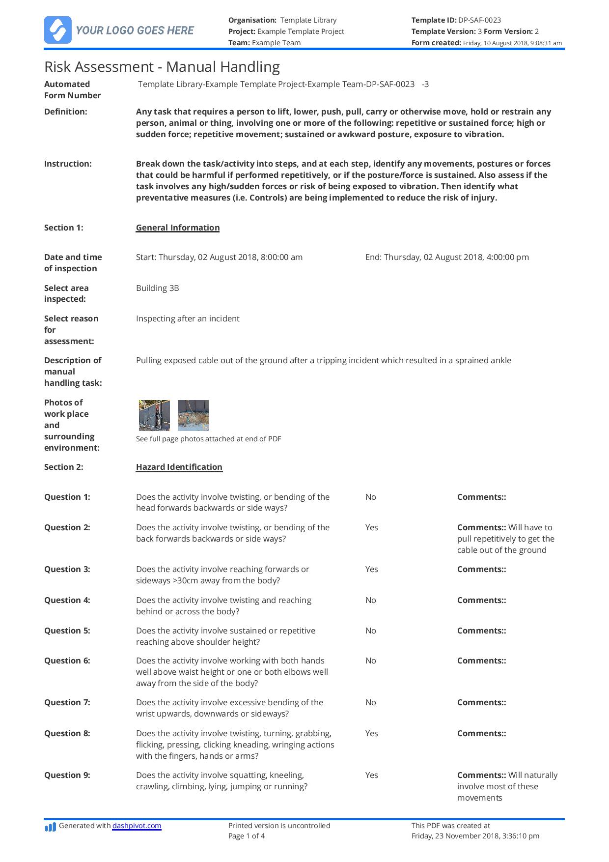 A risk assessment example