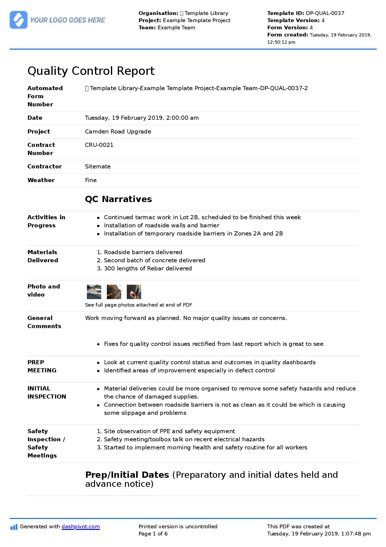 QC report template better format than excel