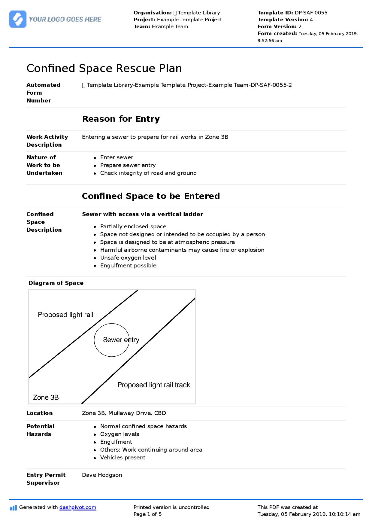 Confined space rescue plan template