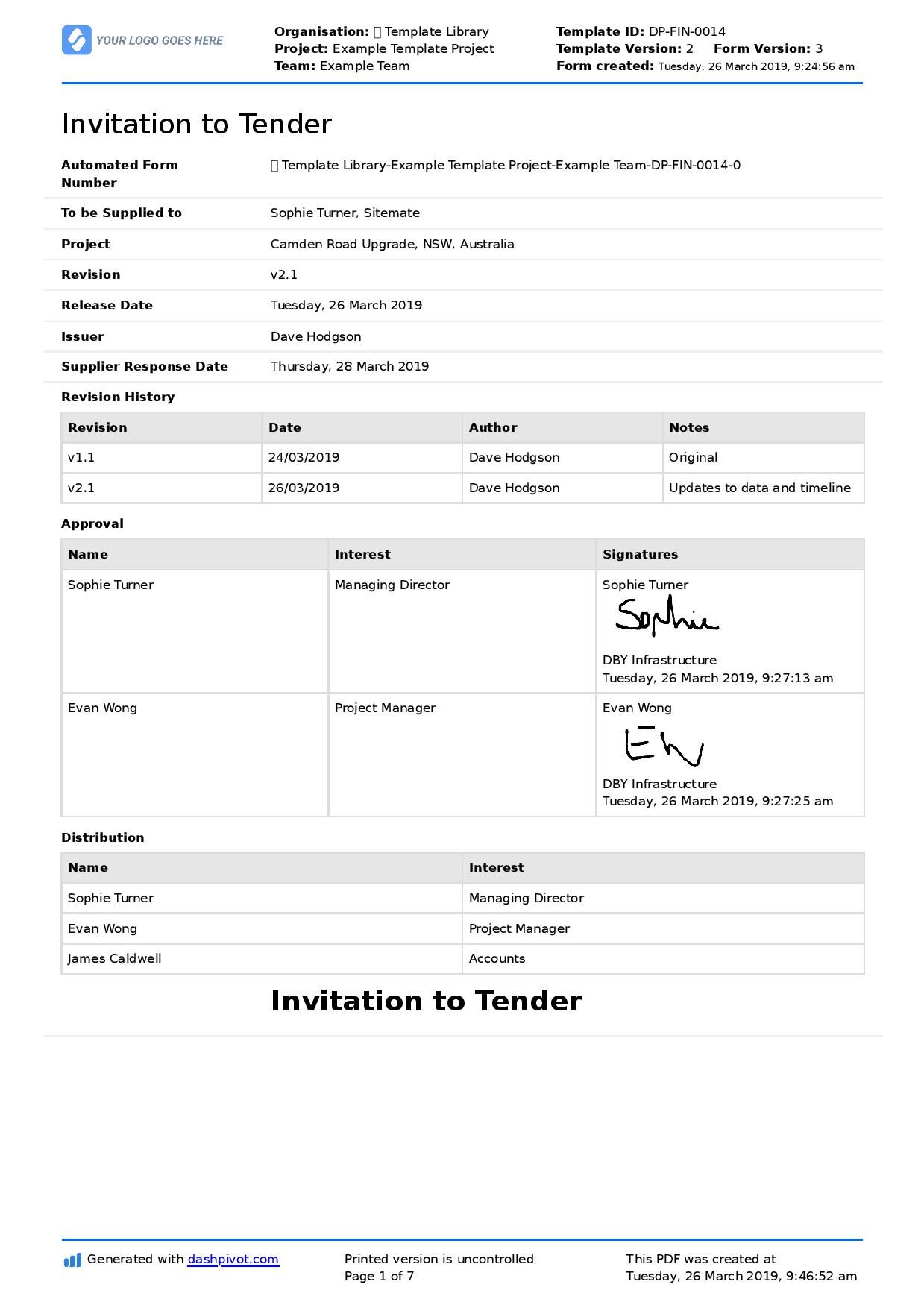 Invitation to tender template