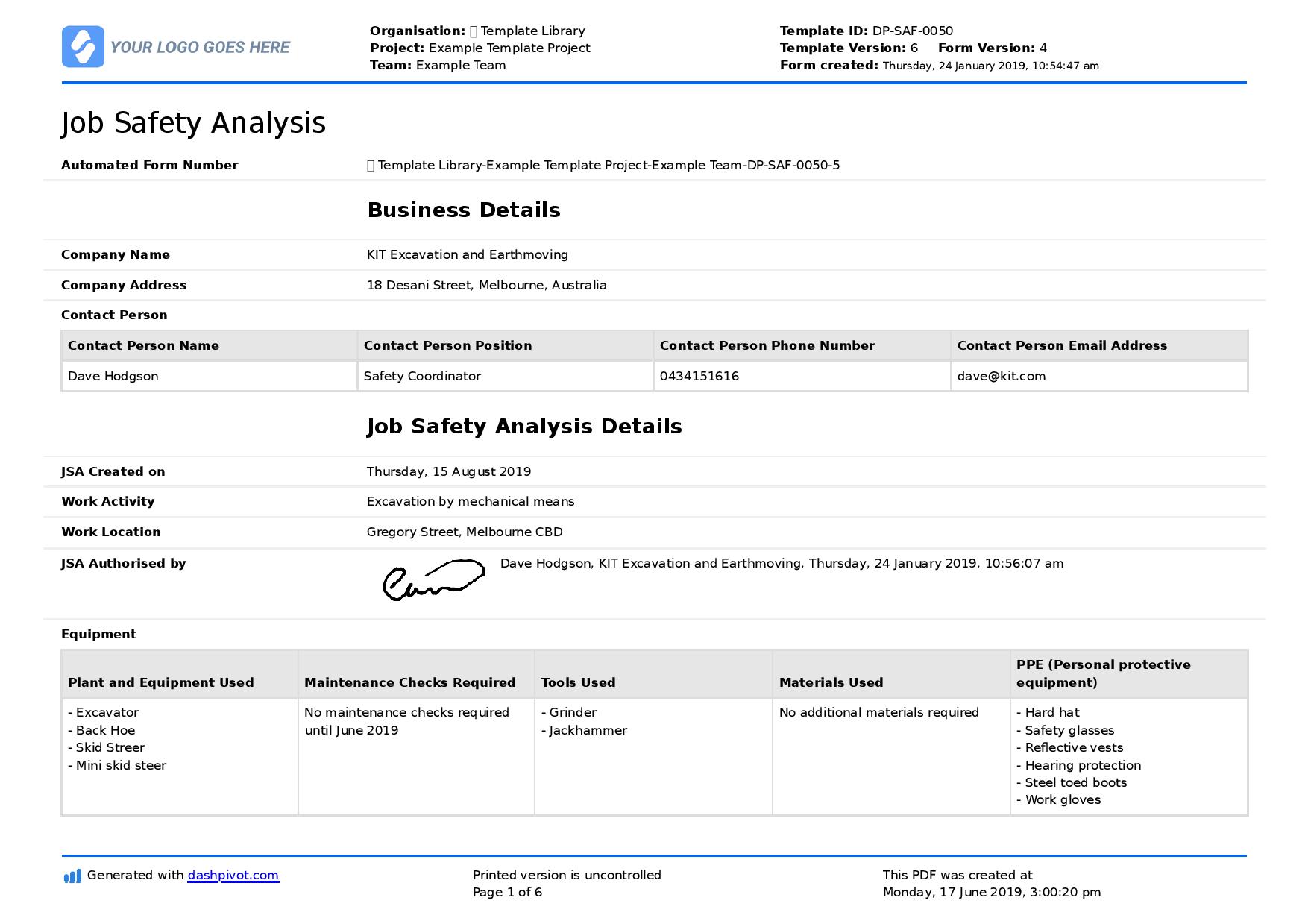 Difference between JSA and risk assessment