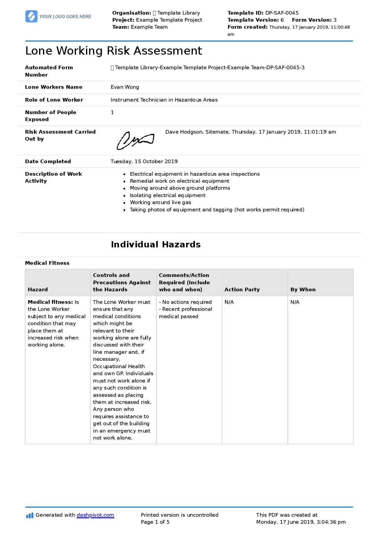 Difference between JSA and risk assessment
