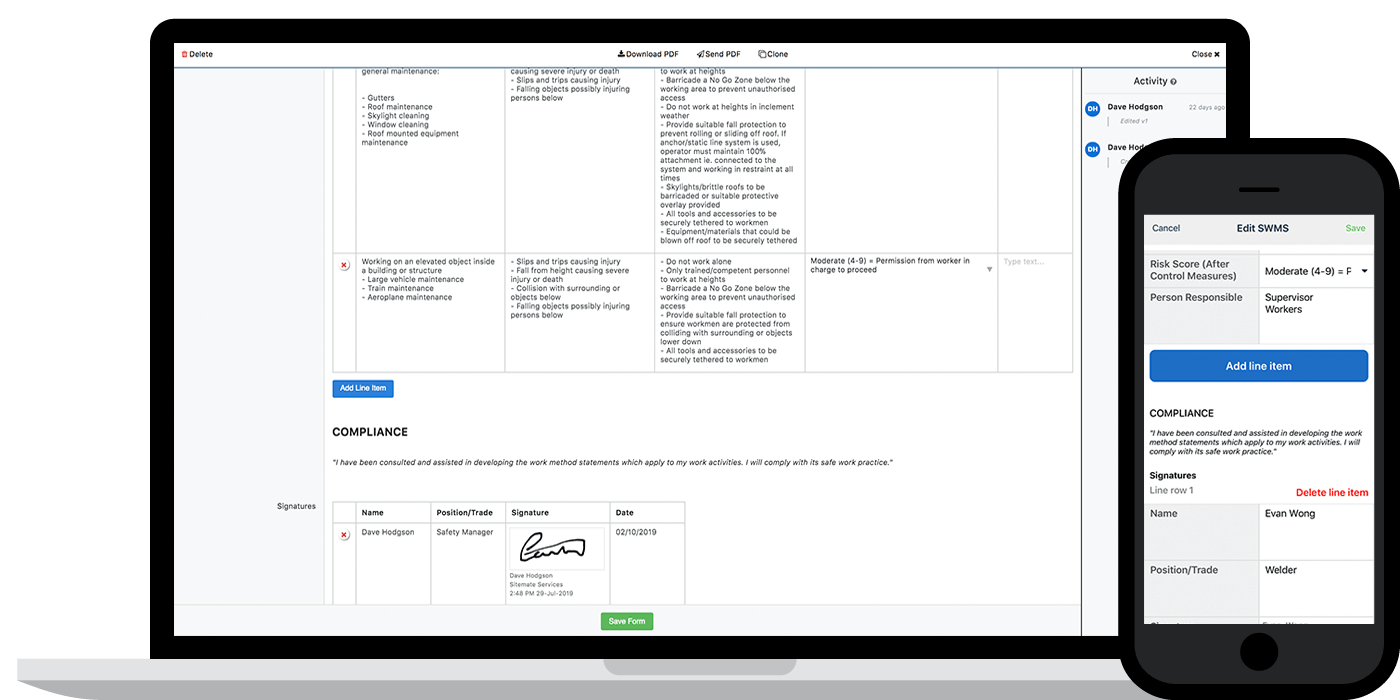 Safe work method statement system Safe work method statement system