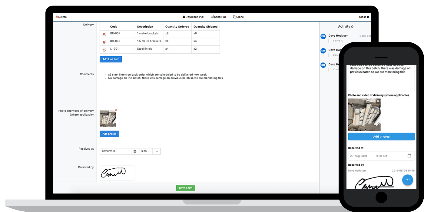Delivery docket Delivery docket