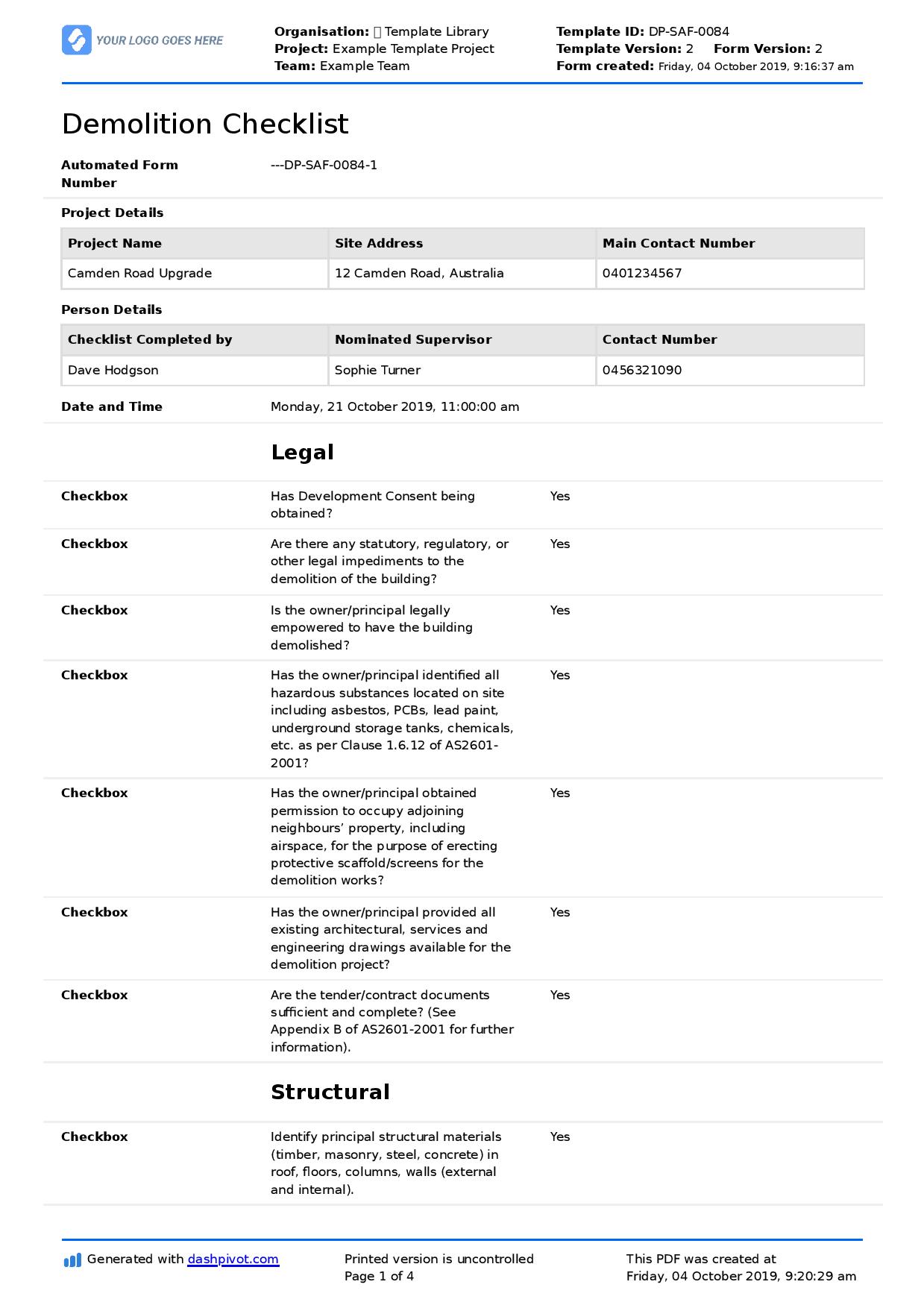 Demolition ChecklistF