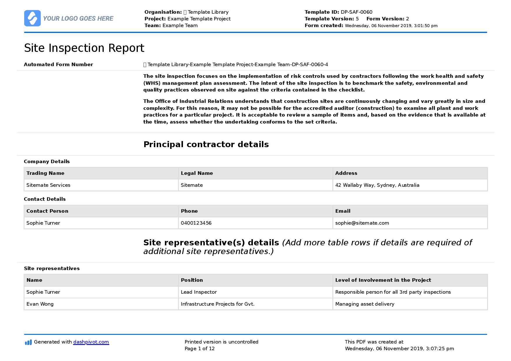 Field Inspection Report