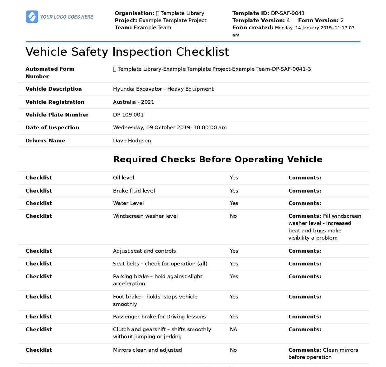 Vehicle inspection app Vehicle inspection app