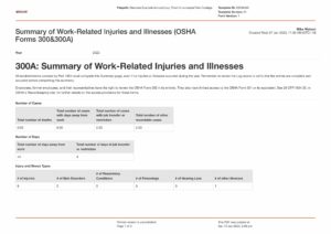 OSHA 300 log and 300a form