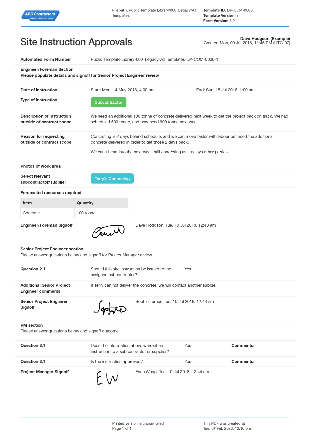 Site Instructions