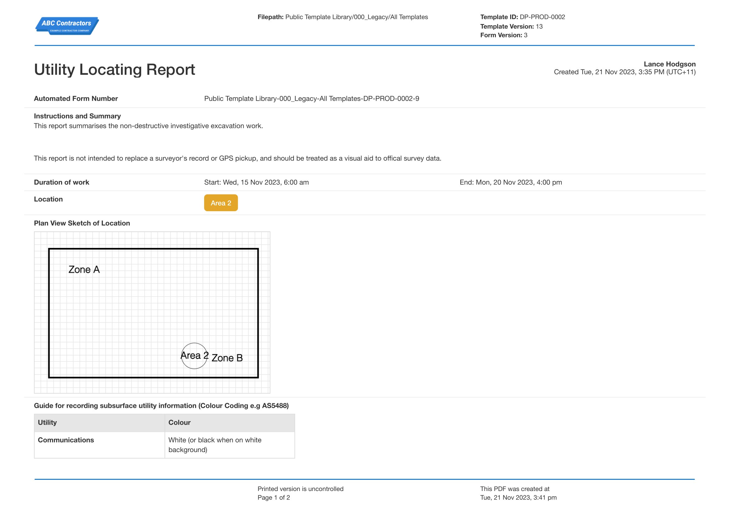 Utility Locating Report