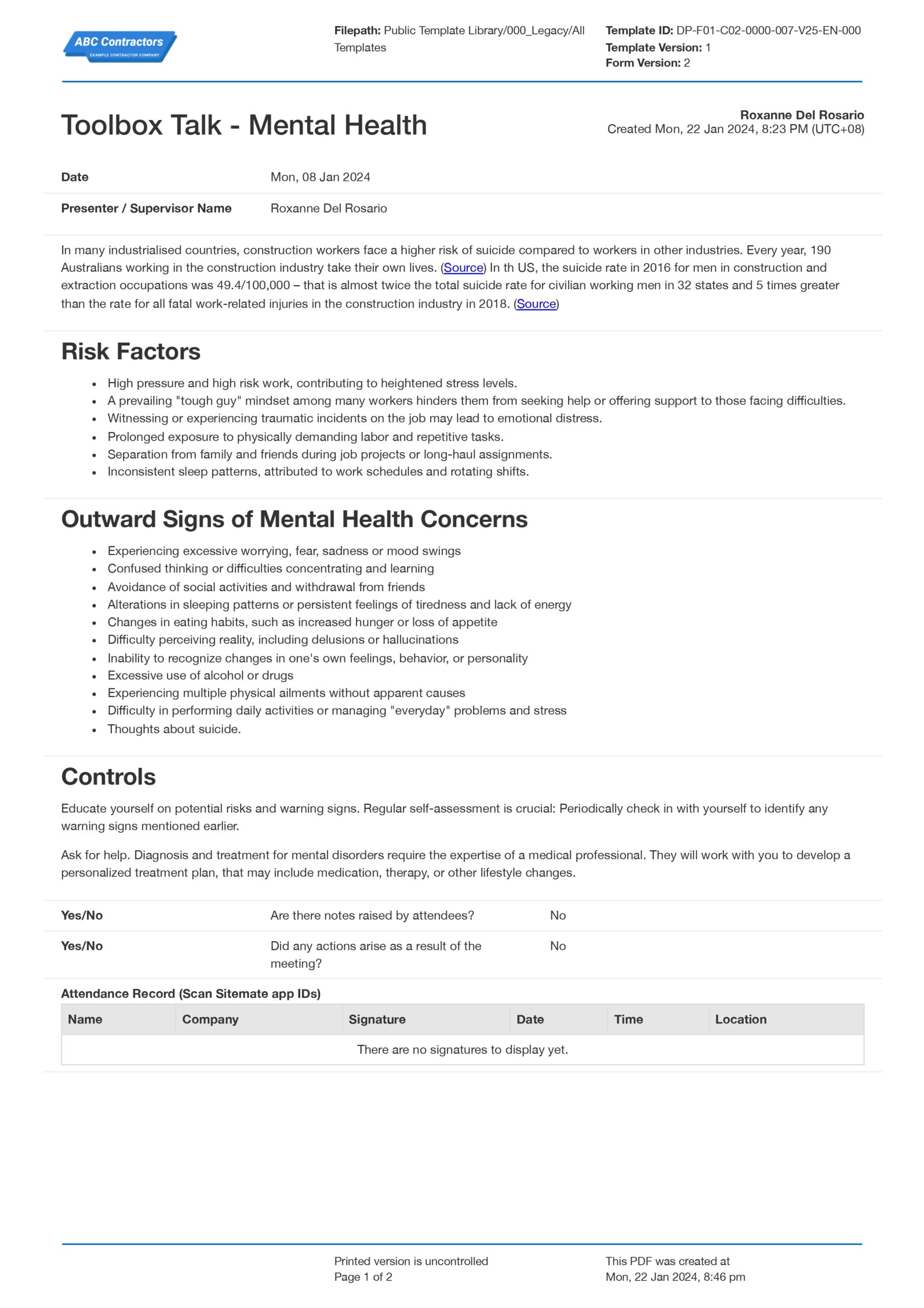 toolbox tlak mental health template